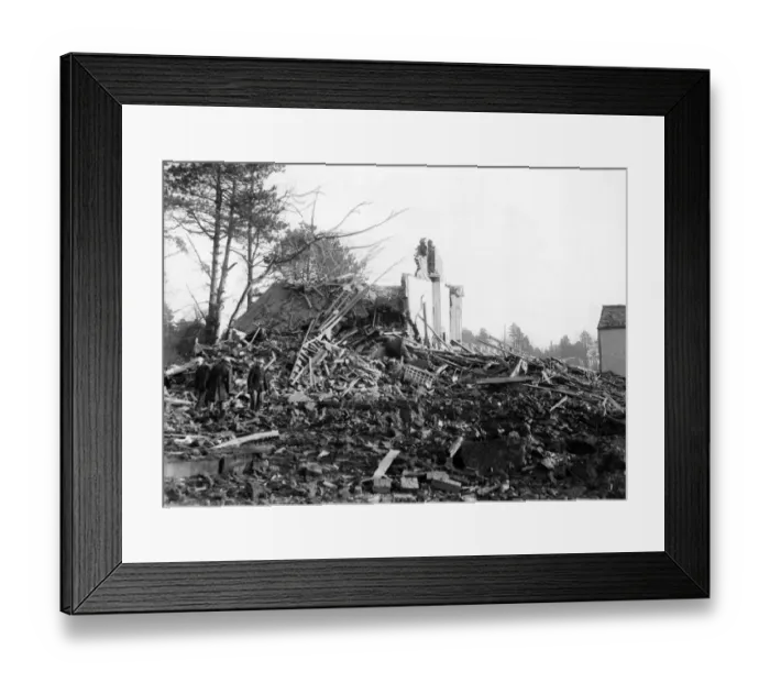 Framed Print : Damage caused by Nazi raids in South Wales. Circa 1941