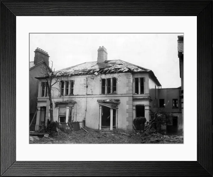 Framed Print : Destruction caused by air raids in Cardiff, Wales. February 1941 Framed Print : Destruction caused by air raids in Cardiff, Wales. February 1941
