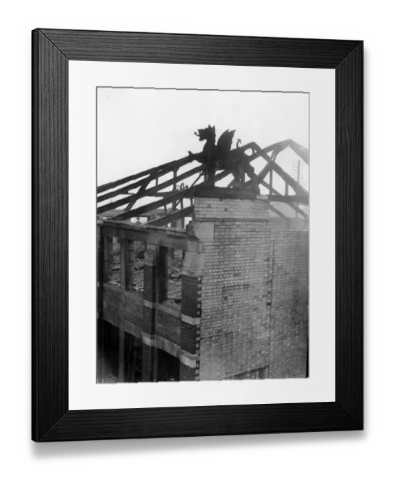 Framed Print : Destruction caused by air raids in Cardiff, Wales. Circa 1941
