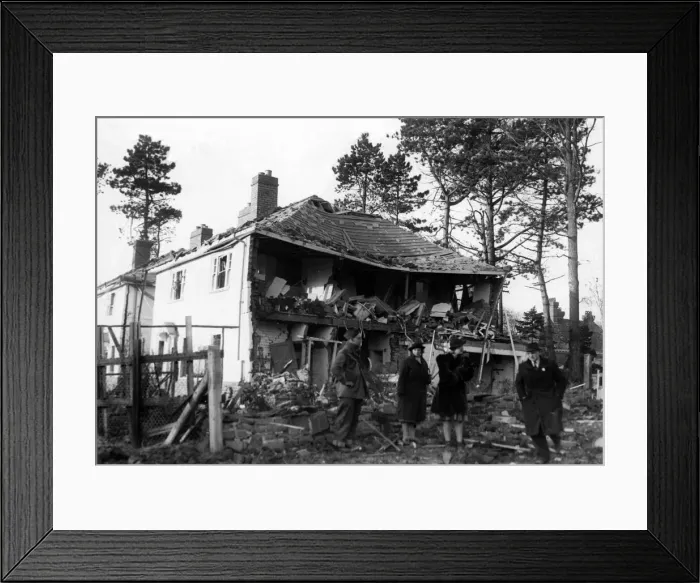 Framed Print : Damage caused to houses in Fairwater, Cardiff, by Nazi raiders. Circa 1941 Framed Print : Damage caused to houses in Fairwater, Cardiff, by Nazi raiders. Circa 1941
