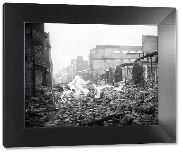Looking down Oxford Street from Temple Street, Swansea, following the attack by Nazi