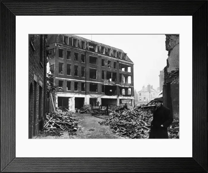Framed Print : On the night of March 31, 1941, a landmine was dropped on the Shell Mex building