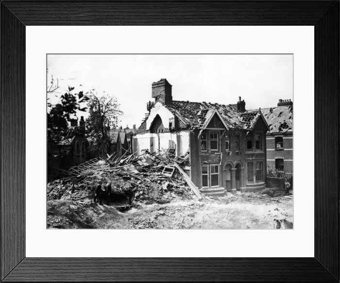 Framed Print : Four persons and a dog were rescued from a Morrison shelter, seen in the foreground Framed Print : Four persons and a dog were rescued from a Morrison shelter, seen in the foreground