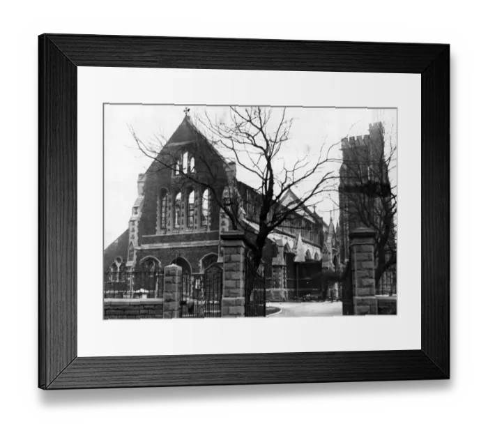 Framed Print : The gutted shell of St. Marys Church, Swansea, after the raids. February 1941 Framed Print : The gutted shell of St. Marys Church, Swansea, after the raids. February 1941