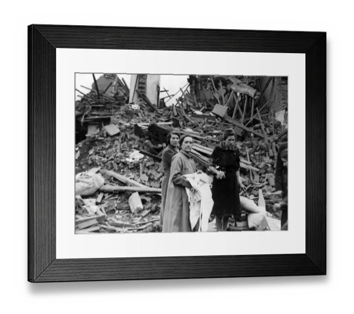 Framed Print : Women salvaging their belongings from their homes following an air raid in Rogerstone Framed Print : Women salvaging their belongings from their homes following an air raid in Rogerstone