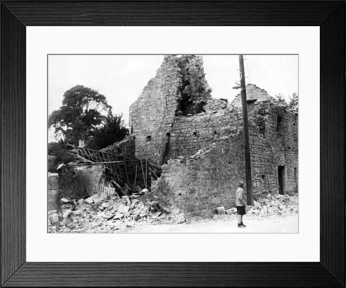 Framed Print : Ruins of an old Chantry in South Wales on which a German bomb dropped with this result Framed Print : Ruins of an old Chantry in South Wales on which a German bomb dropped with this result