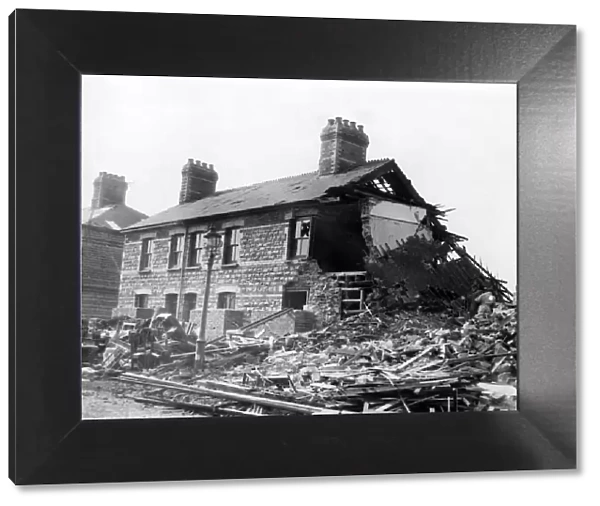 Destruction caused by an air raid in Penarth, Wales. Circa 1941