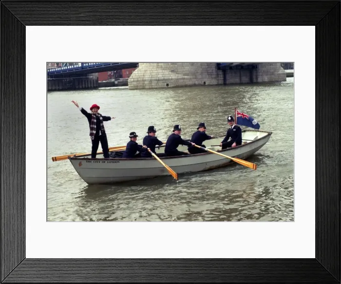 Framed Print : Helen Mirren, actress, on the River Thames with the police for charity. 09  /  03  /  1994