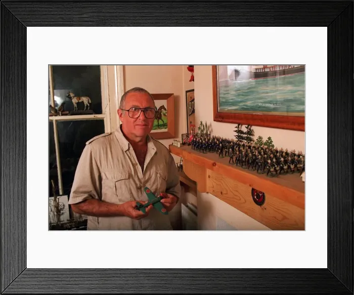 Framed Print : AUTHOR JOHN SANDILANDS WITH COLLECTION OF TOY SOLDIERS 27 / 07 / 1995 Framed Print : AUTHOR JOHN SANDILANDS WITH COLLECTION OF TOY SOLDIERS 27 / 07 / 1995