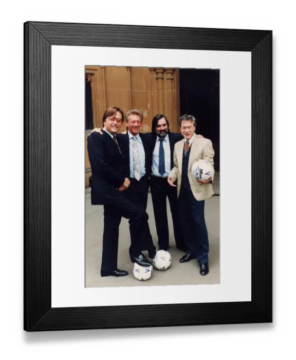 Framed Print : George Best with David Mellor, Denis Law and Tony Banks at the Houses of Parliament - May Framed Print : George Best with David Mellor, Denis Law and Tony Banks at the Houses of Parliament - May