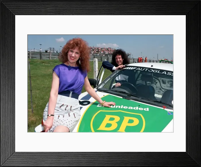 Framed Print : BRIAN MAY AND ANITA DOBSON MOTOR RACING 26  /  05  /  1992