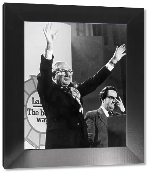 James Callaghan celebrating vote in election - May 1979 04  /  05  /  1979