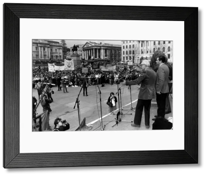Framed Print : Michael Foot addressing rally in Trafalgar Square, London - March 1982 29 / 03 / 1982 Framed Print : Michael Foot addressing rally in Trafalgar Square, London - March 1982 29 / 03 / 1982