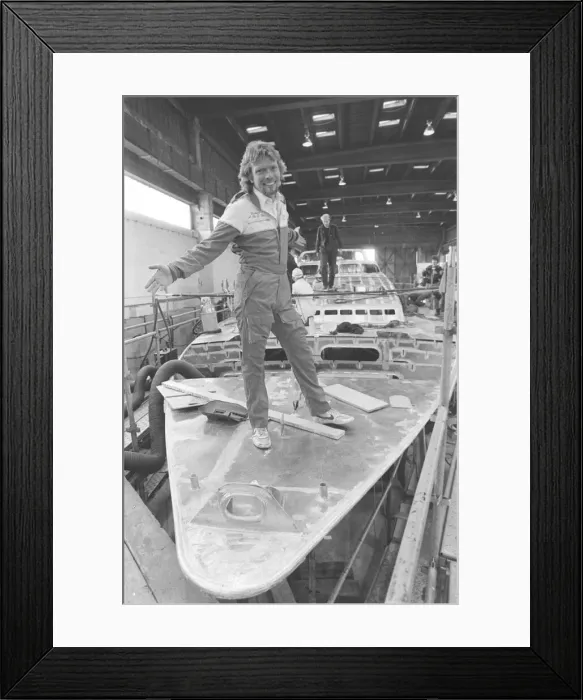 Framed Print : RICHARD BRANSON WITH THE ATLANTIC CHALLENGER II 27  /  03  /  1986