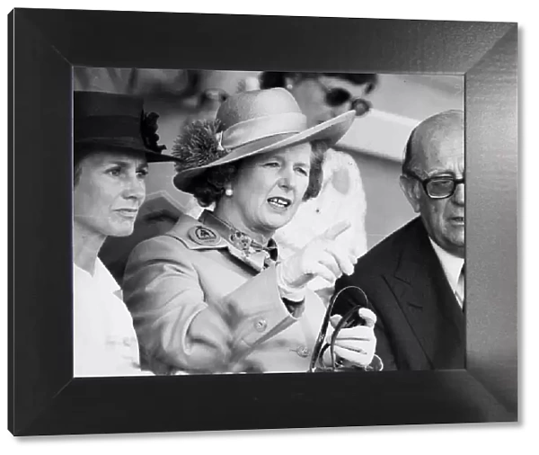 Margaret Thatcher with Lady March and Sir Harry Llewellyn at Goodwood Dressage - August