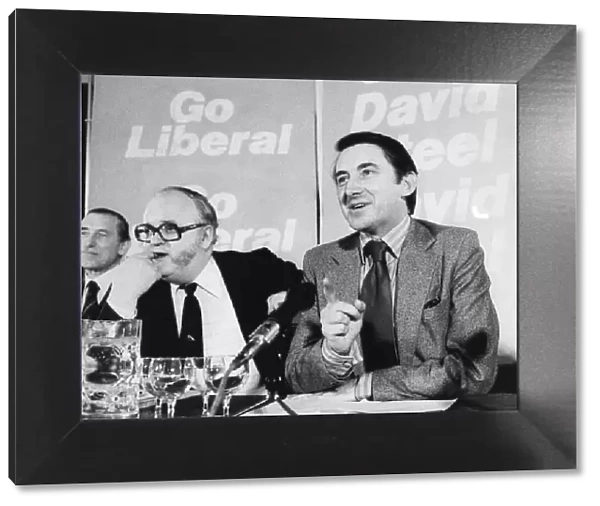 David Steel and Lord Evans at Liberal party press conference - April 1979