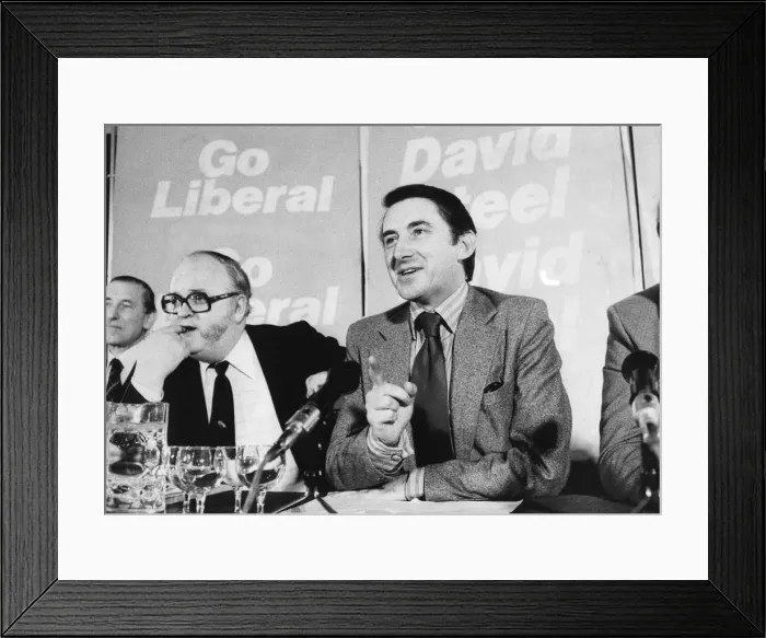 Framed Print : David Steel and Lord Evans at Liberal party press conference - April 1979