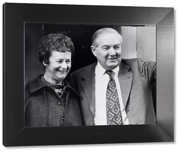 James Callaghan and wife Audrey outside 10 Downing Street after winning general election