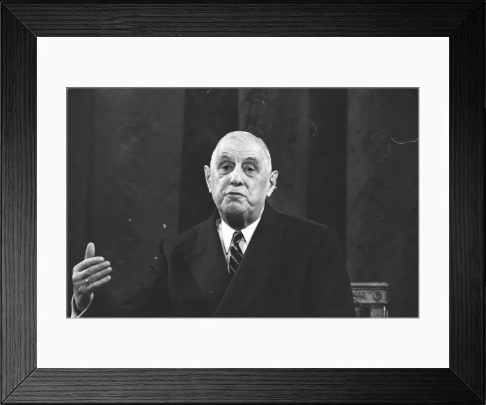 Framed Print : General Charles de Gaulle, French President, attends a a press conference at the Elysee Framed Print : General Charles de Gaulle, French President, attends a a press conference at the Elysee