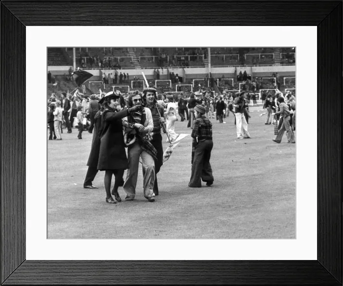 Framed Print : Football supporter invade the pitch at Wembley Stadium. Special Police Constable Betty Framed Print : Football supporter invade the pitch at Wembley Stadium. Special Police Constable Betty