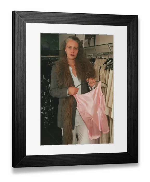 Framed Print : HELEN STOREY FASHION DESIGNER IN CLOTHES SHOP 16  /  06  /  1995