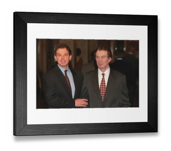 Framed Print : TONY BLAIR AND HIS WAX REPLICA AT MADAME TUSSAUDS 16  /  06  /  1995