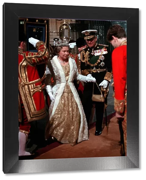 Queen Elizabeth II and Prince Philip during the state opening of Parliament