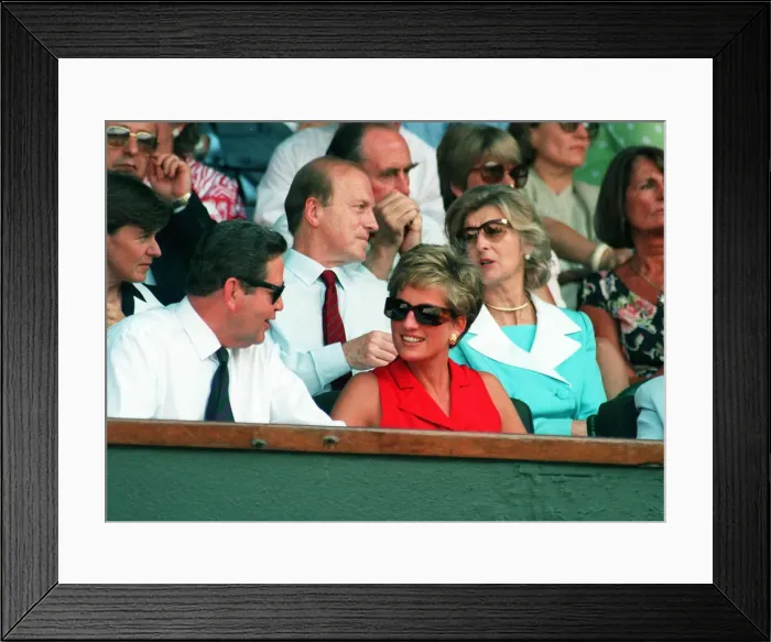 Framed Print : PRINCESS DIANA WATCHING THE MENS SINGLES FINAL AT WIMBLEDON - JULY 1994