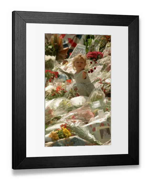 Framed Print : Messages of sympathy following the death of Princess Diana outside Buckingham Palace