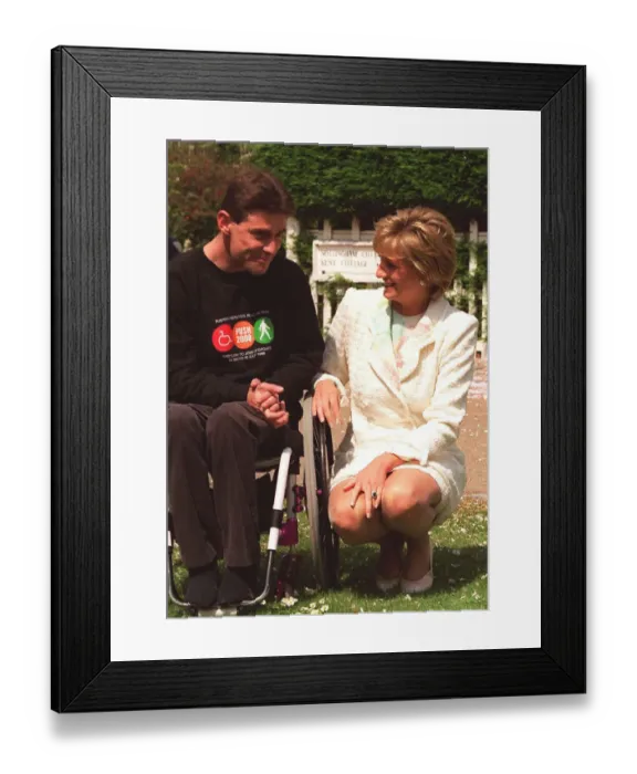 Framed Print : PRINCESS DIANA AND DANNY ACKROYD AT THE LAUNCH FOR PUSH 2000, KENSINGTON PALACE