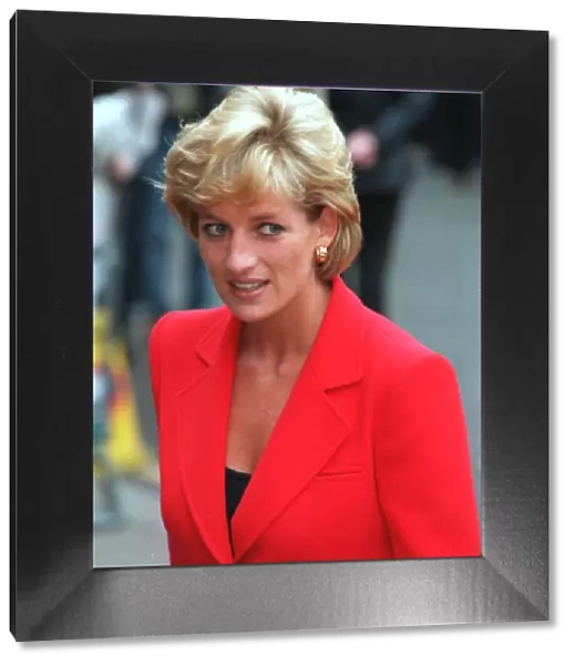 PRINCESS DIANA, PRINCESS OF WALES, WEARING RED JACKET ATTENDING LIGHTHOUSE CHARITY