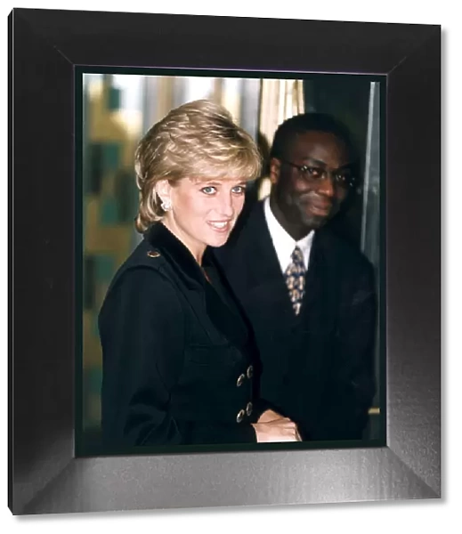 PRINCESS DIANA WEARING A BLACK SUIT ARRIVES AT THE SAVOY THEATRE FOR THE AGM OF THE