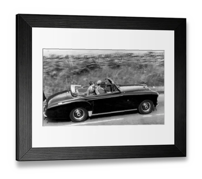 Framed Print : Queen Elizabeth II and The Duke of Edinburgh with Prince Charles driving in their car