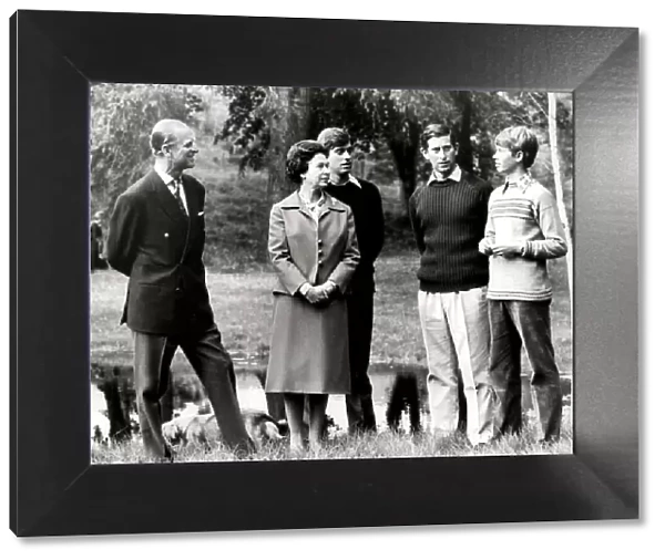 Queen Elizabeth II and Prince Philip with Prince Charles, Prince Andrew and Prince Edward