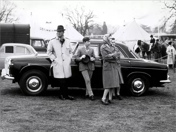 THE QUEEN AND DUKE OF EDINBURGH WITH PRINCE CHARLES AT HORSE TRIALS. APRIL 1962