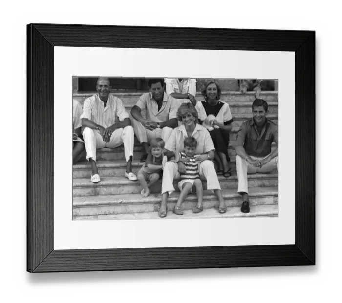 Framed Print : Princess Charles and Princess Diana on Holiday with King Juan Carlos of Spain
