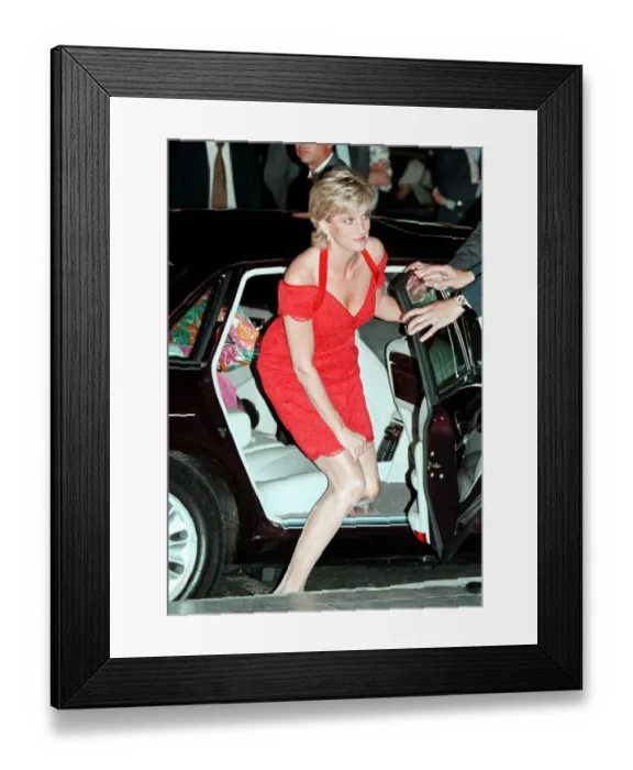 Framed Print : PRINCESS DIANA STEPPING OUT OF A CAR WEARING RED DRESS - 14  /  05  /  1996