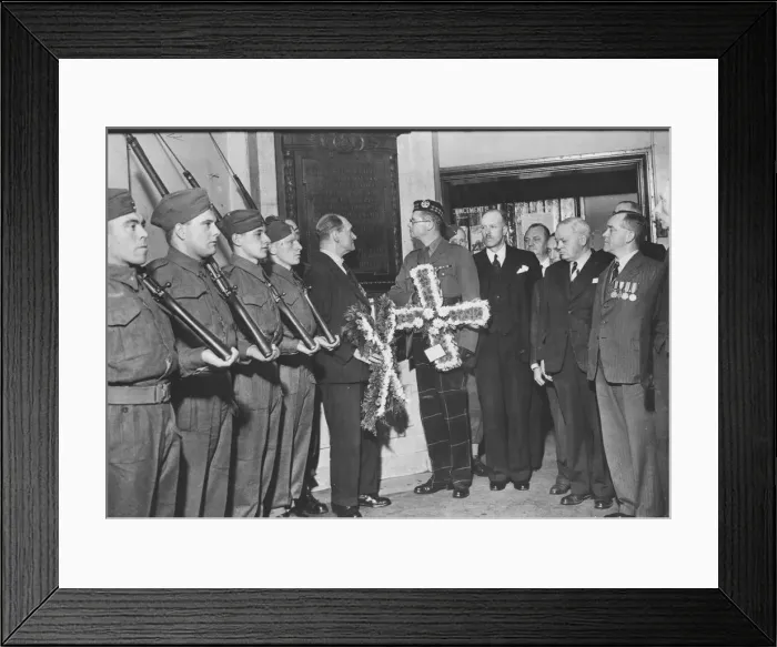 Framed Print : A small band of veterans of the old Liverpool Scottish today Framed Print : A small band of veterans of the old Liverpool Scottish today