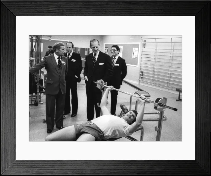Framed Print : The Duke of Edinburgh. Prince Philip visits the Brittania Leisure Centre in Shoreditch Framed Print : The Duke of Edinburgh. Prince Philip visits the Brittania Leisure Centre in Shoreditch
