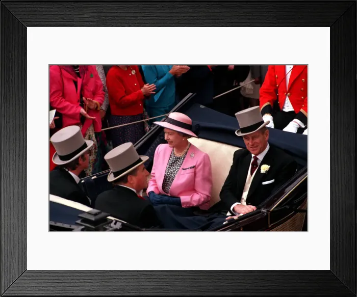 Framed Print : Queen Elizabeth II and Prince Philip riding in a Landau carriage at Royal Ascot Framed Print : Queen Elizabeth II and Prince Philip riding in a Landau carriage at Royal Ascot