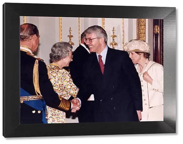 John Major and wife Norma meeting the Queen and Prince Philip at Buckingham Palace