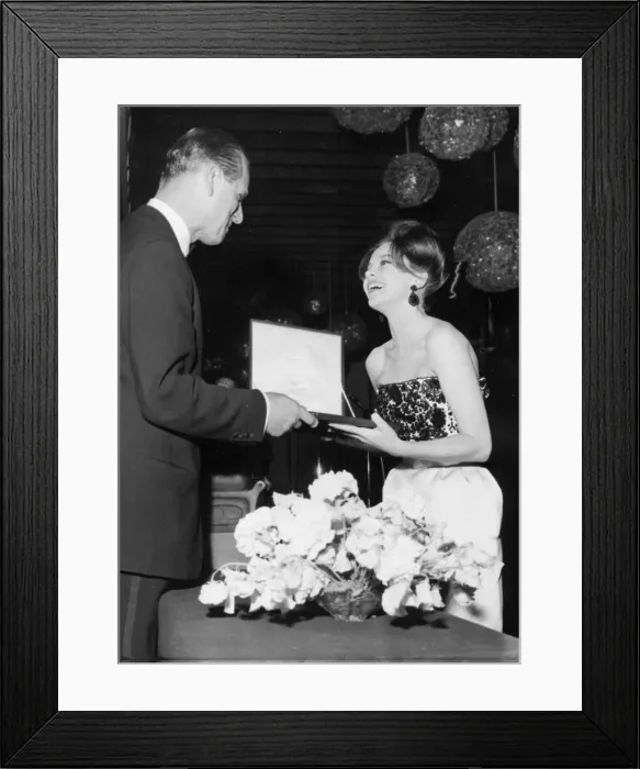 Framed Print : Duke Of Edinburgh. Leslie Caron receiving a Variety Club award from Prince Philip - May