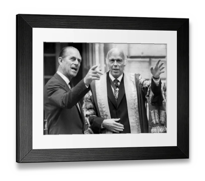 Framed Print : The Duke of Edinburgh. Prince Philip with Sir James Fraser at the Royal college of