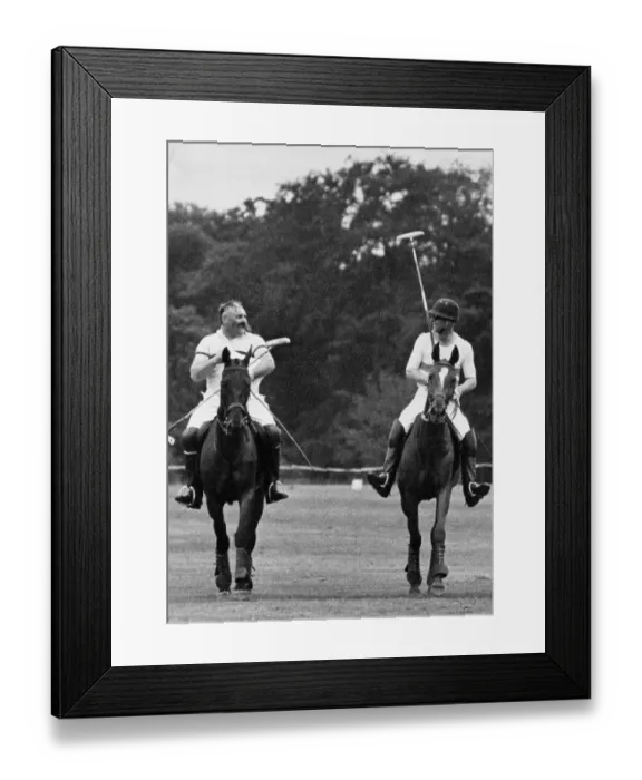 Framed Print : Prince Philip and Jimmy Edwards in action playing polo on the Dukes 40th birthday