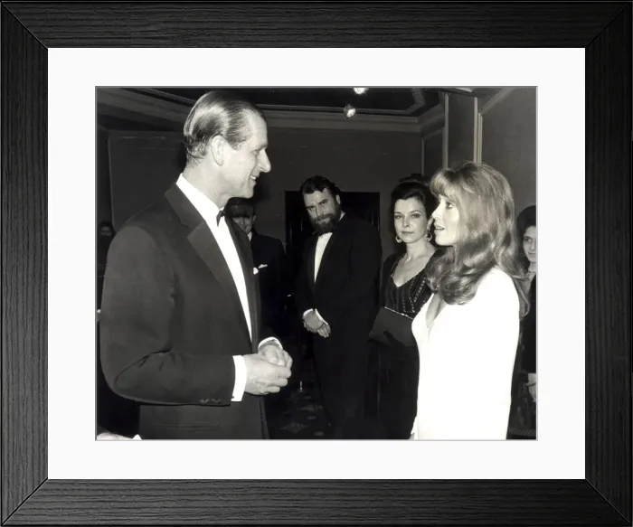 Framed Print : The Duke Of Edinburgh meets Prunela Scales and Brian Blessed. January 1971 Framed Print : The Duke Of Edinburgh meets Prunela Scales and Brian Blessed. January 1971