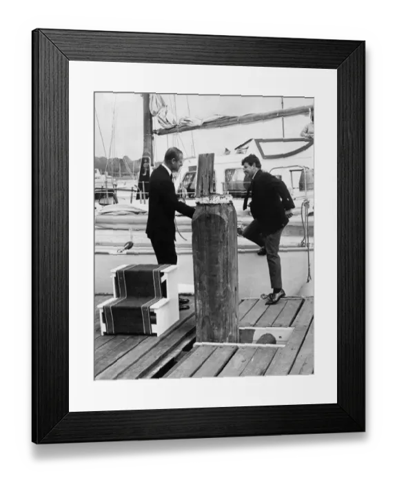 Framed Print : Chay Blyth is welcomed ashore by Prince Philip after sailing solo around the world Framed Print : Chay Blyth is welcomed ashore by Prince Philip after sailing solo around the world