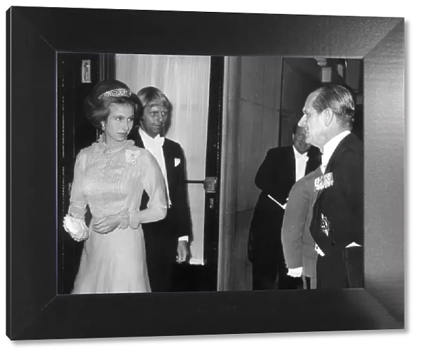 Princess Anne and Prince Philip at the Savoy hotel, London. 1973