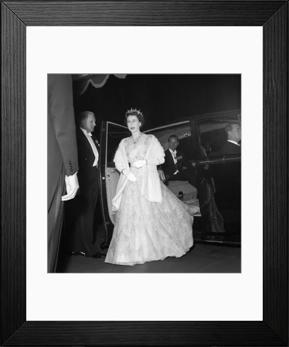 Framed Print : Queen Elizabeth 2nd and the Duke of Edinburgh arriving for the film premiere of Framed Print : Queen Elizabeth 2nd and the Duke of Edinburgh arriving for the film premiere of