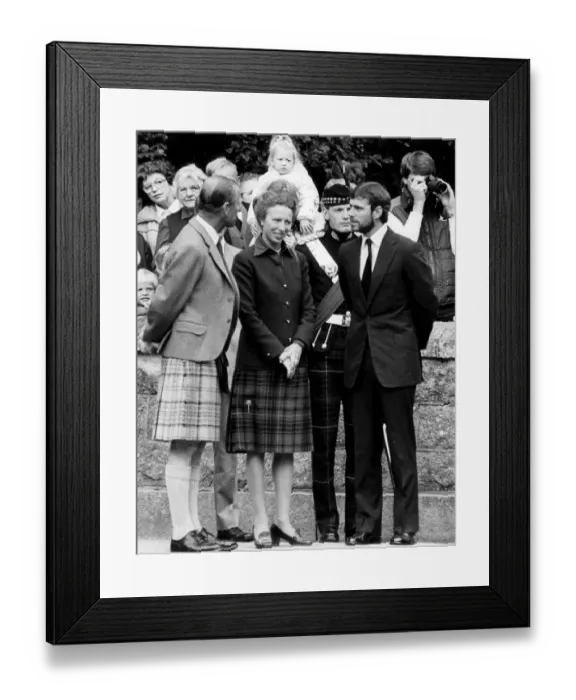 Framed Print : The Duke of Edinburgh. Prince Philip with Princess Anne and Prince Andrew (beard)