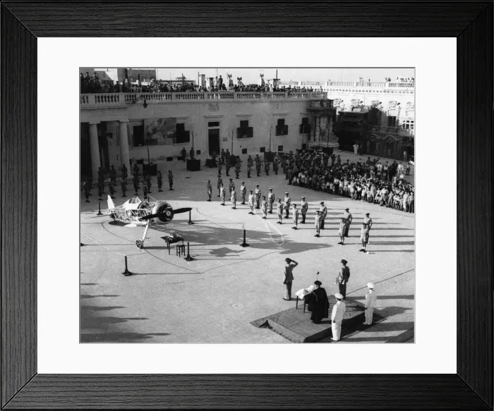 Framed Print : FAITH'PRESENTED TO MALTA G. C. During the early days of Framed Print : FAITH'PRESENTED TO MALTA G. C. During the early days of